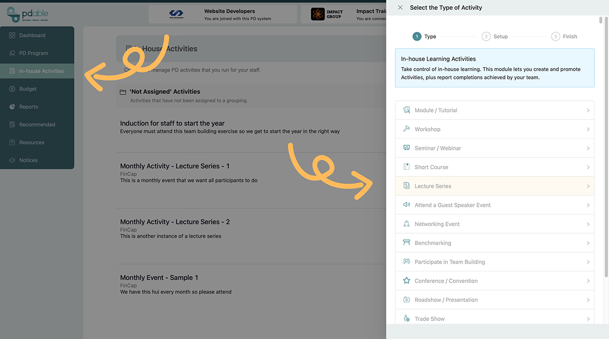 Choose 'Lecture Series'