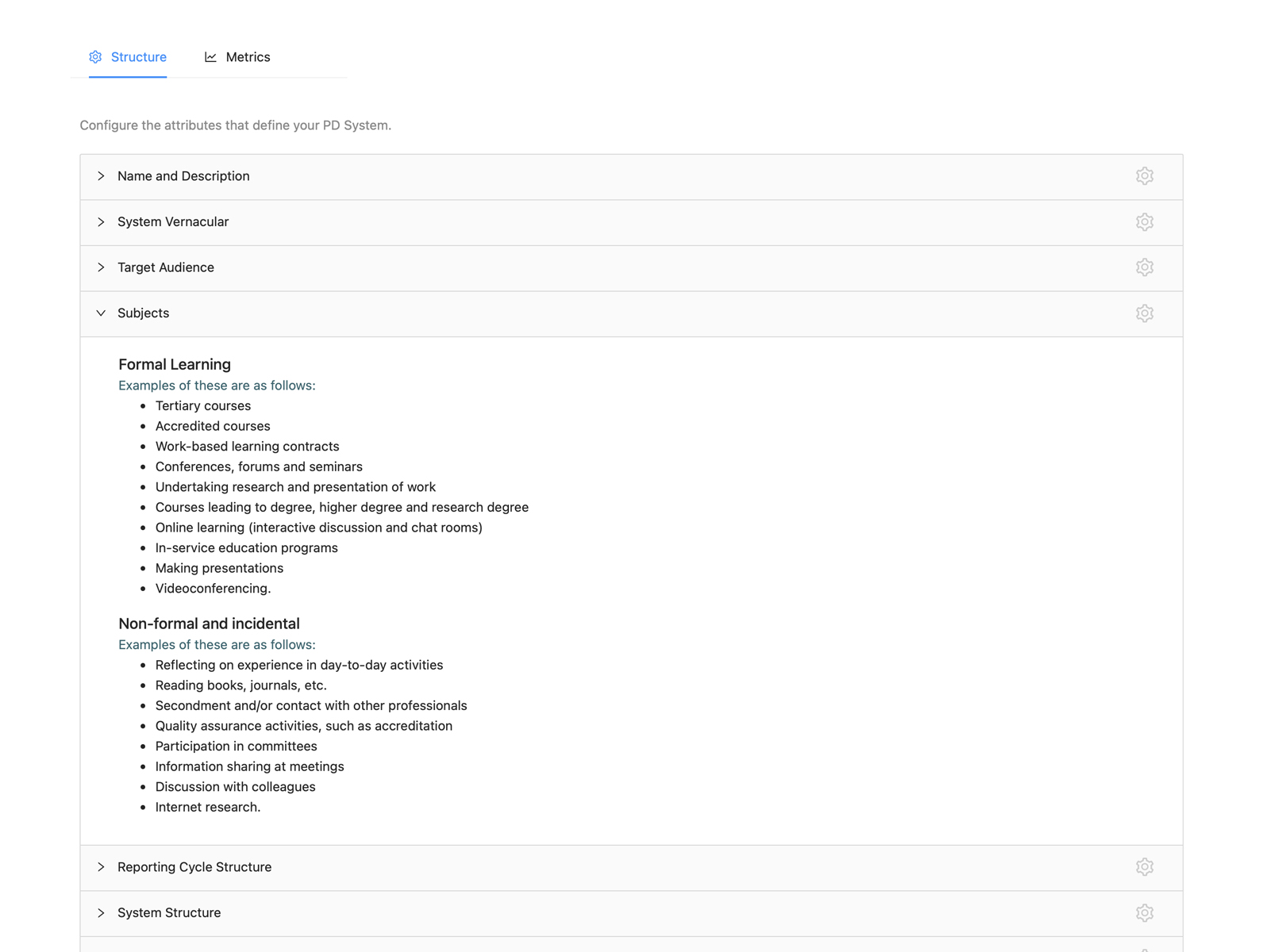 Australian Physiotherapy - Subject Configurations