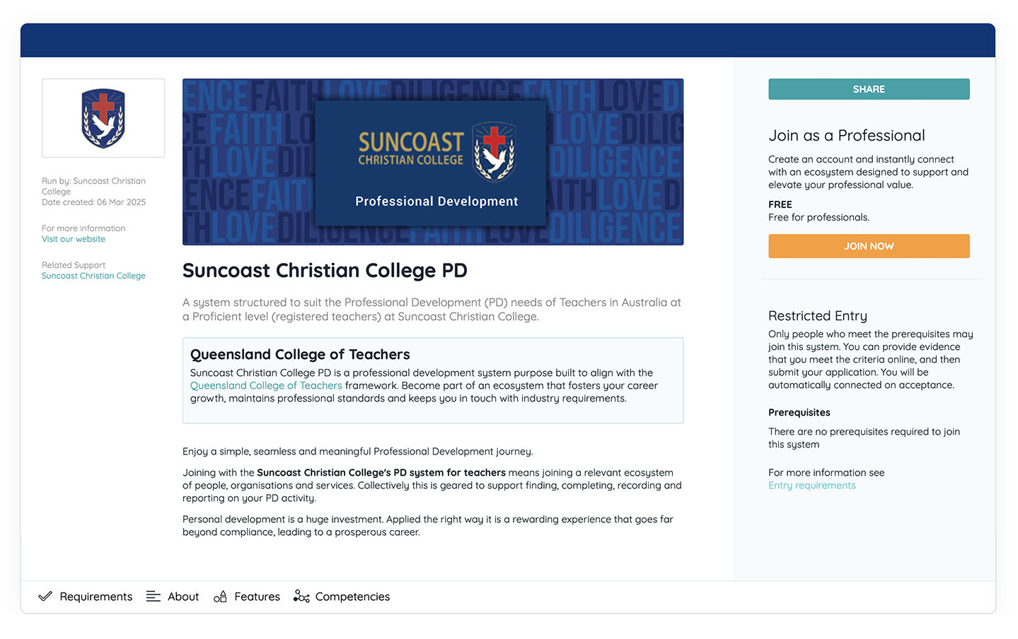Suncoast Christian College CPD System